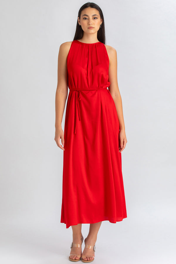 CLARISSA | Maxi Abito Rosso con Cintura Rimovibile