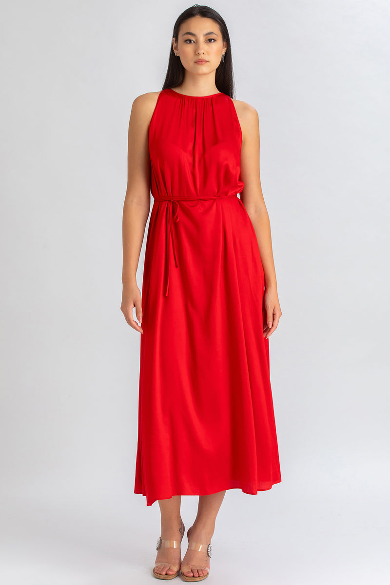 CLARISSA | Maxi Abito Rosso con Cintura Rimovibile