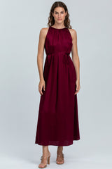 CLARISSA | Maxi Abito Borgogna con Cintura Rimovibile