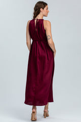 CLARISSA | Ruby Wine Maxi Dress with Removable Belt