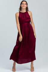 CLARISSA | Ruby Wine Maxi Dress with Removable Belt