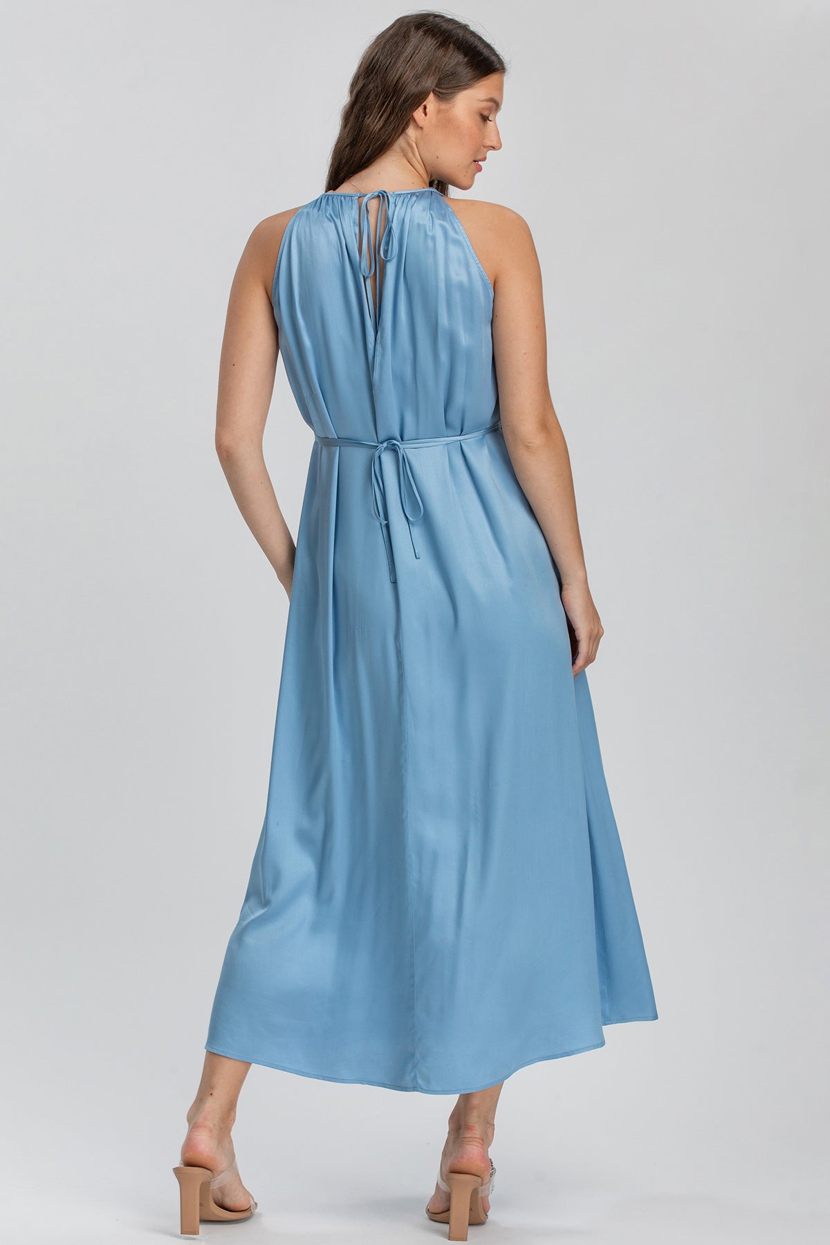 CLARISSA | Maxi Abito Premaman Azzurro Cielo con Cintura Rimovibile