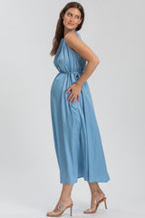 CLARISSA | Sky Blue Maternity Maxi Dress with Removable Belt