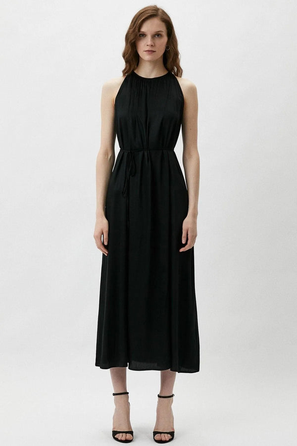 CLARISSA | Maxi Abito Nero con Cintura Rimovibile - Pietro Brunelli