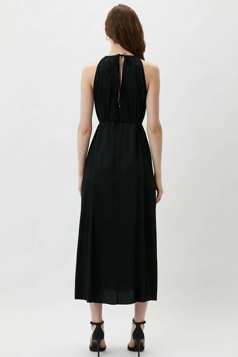 CLARISSA | Black Maxi Dress with Removable Belt