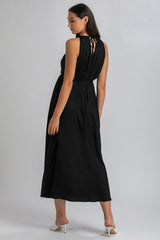 CLARISSA | Black Maxi Maternity Dress with Removable Belt