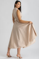 MAPLE | Maxi Abito Smanicato in Cotone Tecno Beige