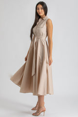 MAPLE | Maxi Abito Smanicato in Cotone Tecno Beige