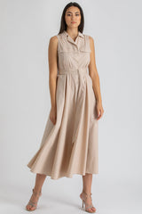 MAPLE | Maxi Abito Smanicato in Cotone Tecno Beige
