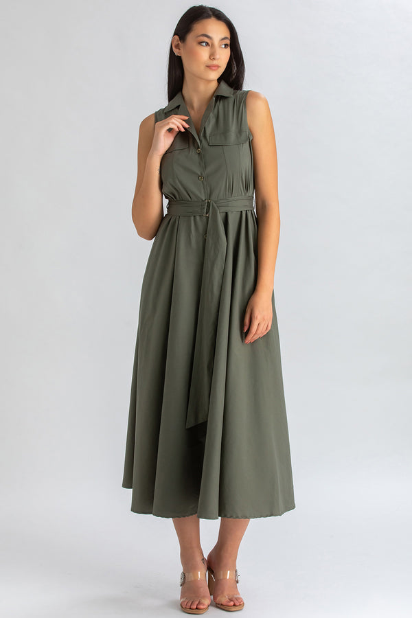 MAPLE | Maxi Abito Smanicato in Cotone Tecno Verde