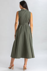 MAPLE | Maxi Abito Smanicato in Cotone Tecnico Verde