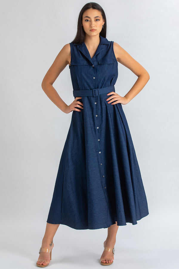 Maxi abito in effetto denim