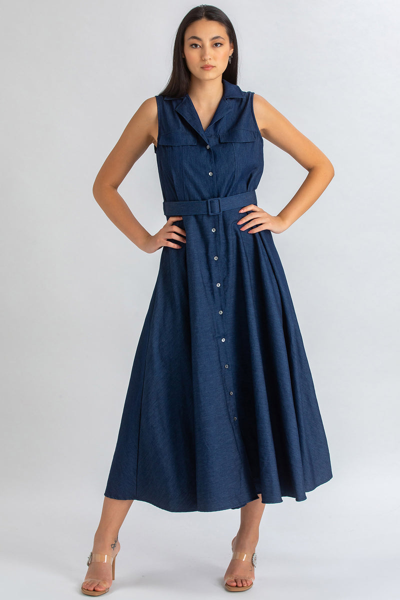 Maxi abito in effetto denim