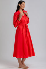 ALTHEA | Red Maxi Shirt Dress