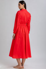 ALTHEA | Red Maxi Shirt Dress