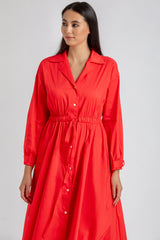ALTHEA | Red Maxi Shirt Dress