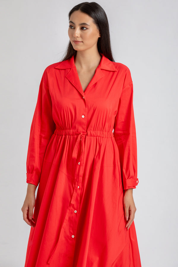 ALTHEA | Red Maxi Shirt Dress