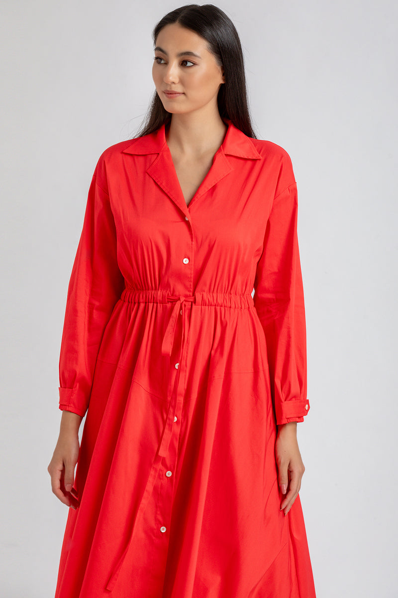 ALTHEA | Red Maxi Shirt Dress