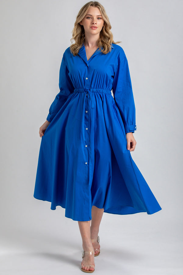 ALTHEA | Maxi Abito a Camicia Blu