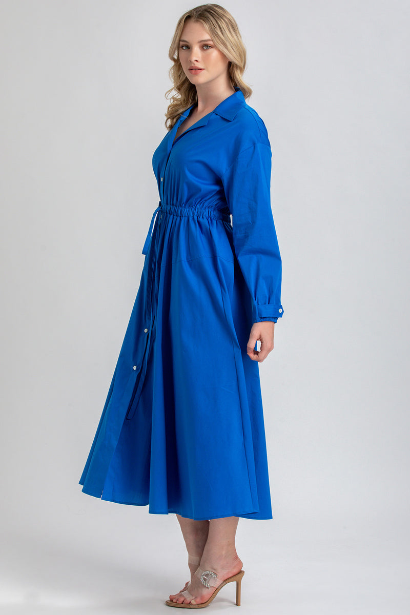 ALTHEA | Blue Maxi Shirt Dress