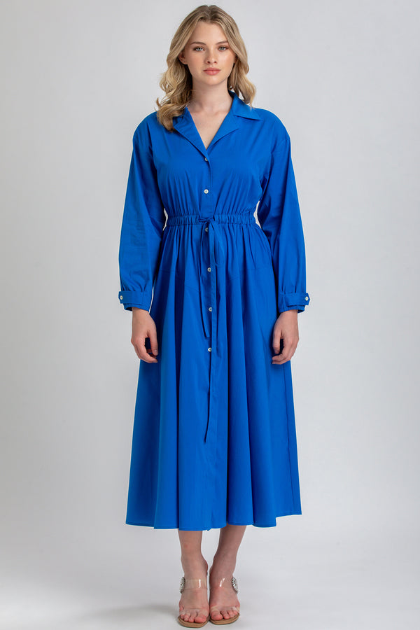 ALTHEA | Blue Maxi Shirt Dress