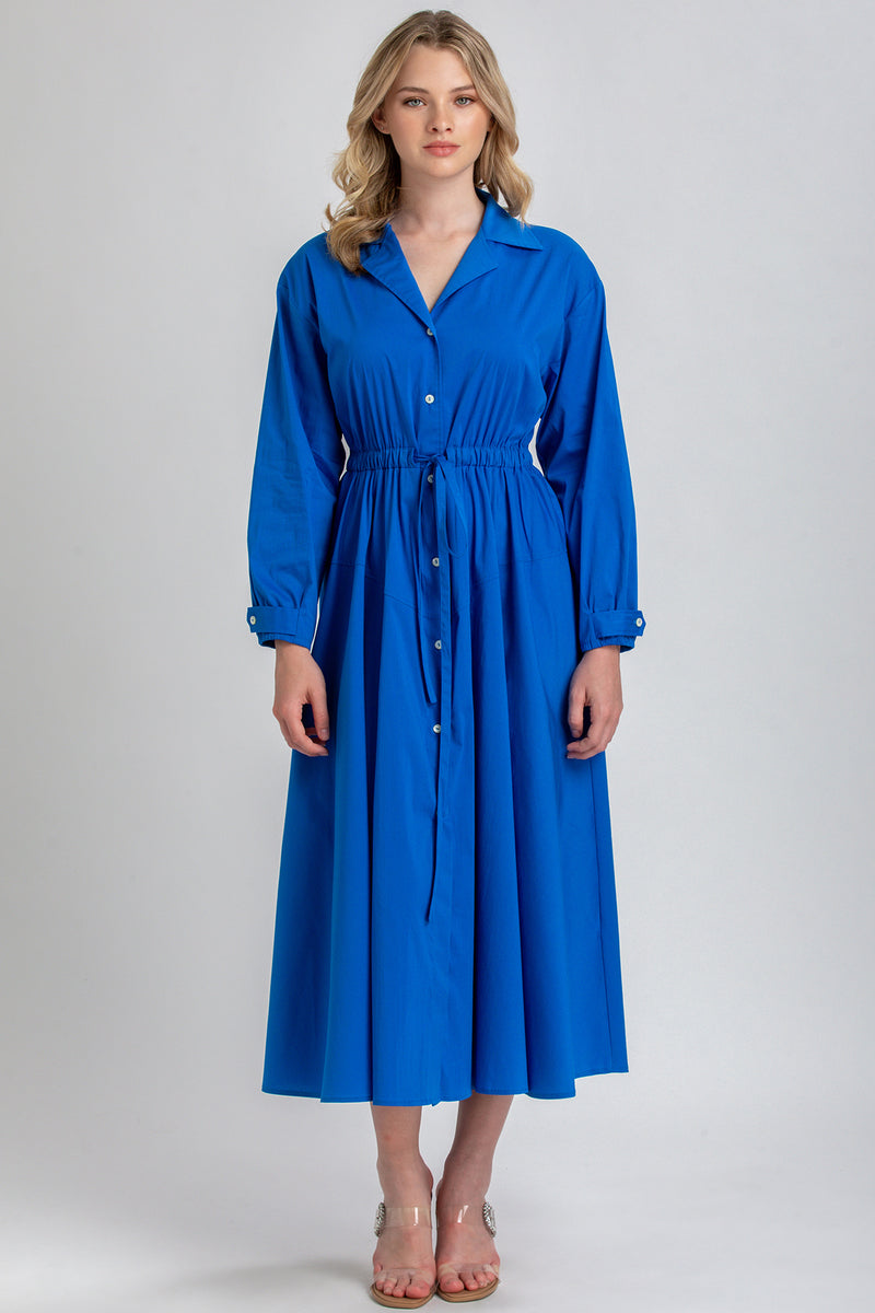 ALTHEA | Blue Maxi Shirt Dress