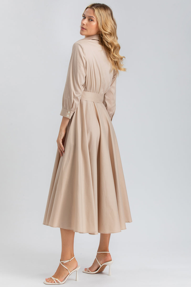 DAISY | Maxi Beige Shirt Dress 