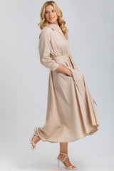 DAISY | Maxi Beige Shirt Dress 