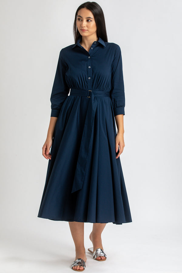 DAISY | Maxi Abito a Camicia Blu Scuro