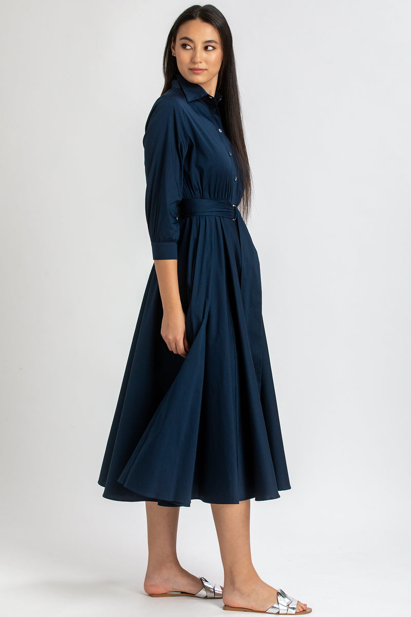 DAISY | Maxi Abito a Camicia Blu Scuro