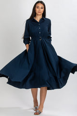 DAISY | Maxi Abito a Camicia Blu Scuro