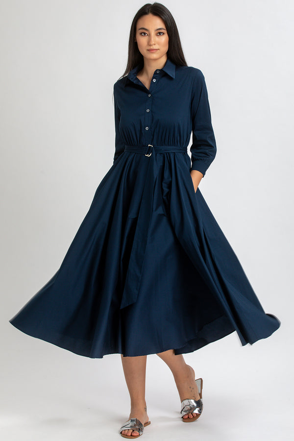 DAISY | Maxi Abito a Camicia Blu Scuro