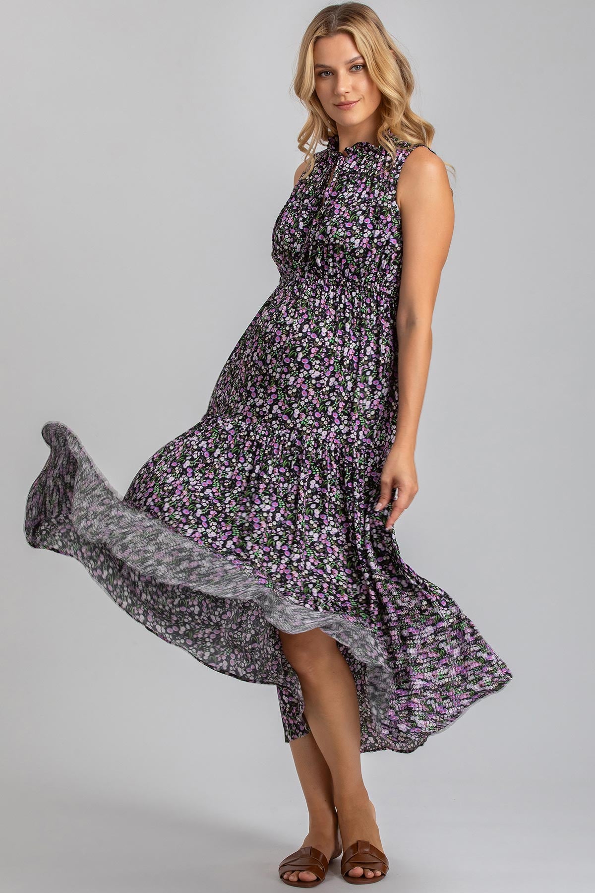 ROSE QB50 | Abito Premaman Stampato con Balze