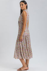 ROSE QA50 | Maxi Printed Dress with Ruffles