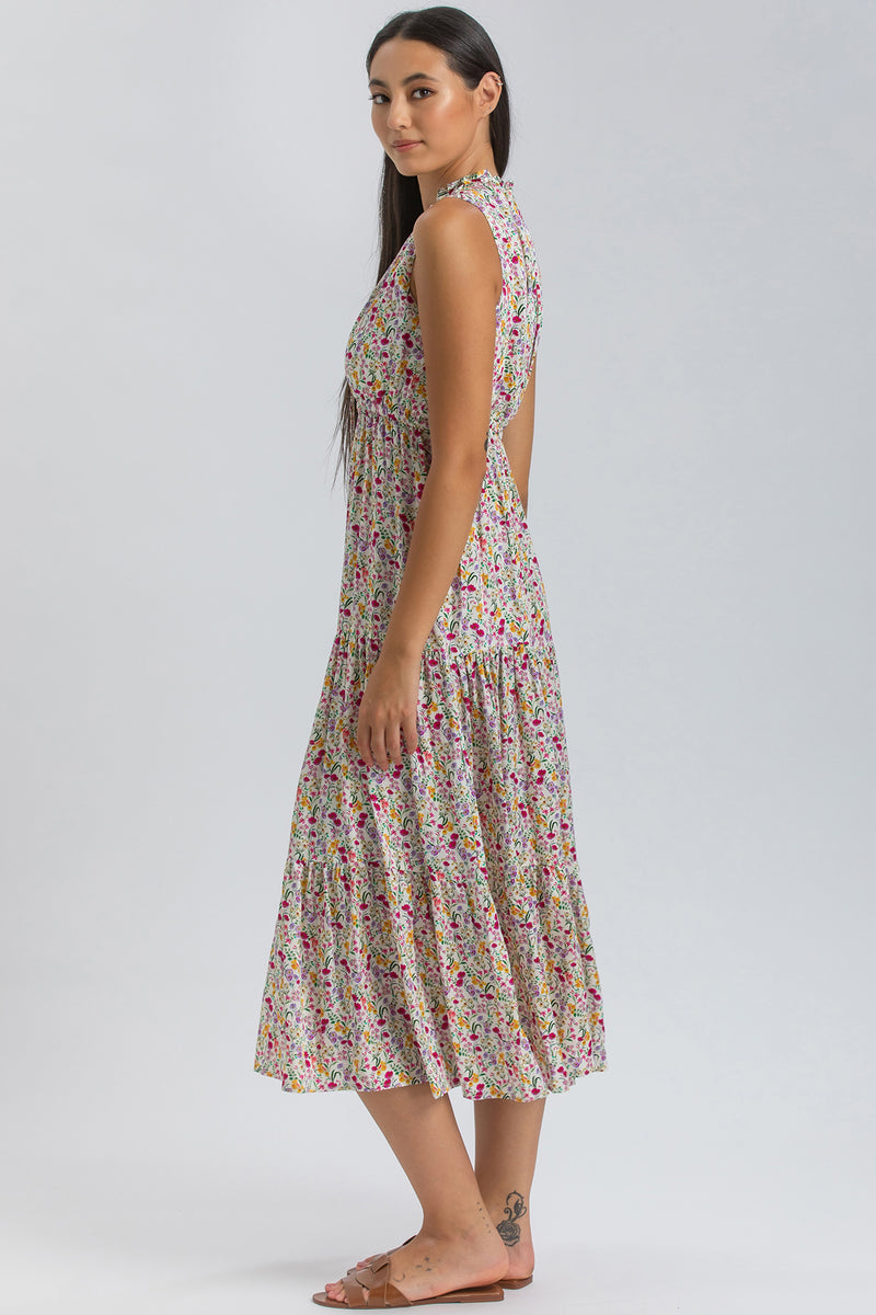 ROSE QA50 | Maxi Printed Dress with Ruffles
