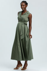 ALBA | Maxi Abito Premaman Smanicato in Cotone Tecnico Verde