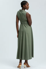 ALBA | Maxi Abito Premaman Smanicato in Cotone Tecnico Verde