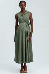 ALBA | Maxi Abito Premaman Smanicato in Cotone Tecnico Verde