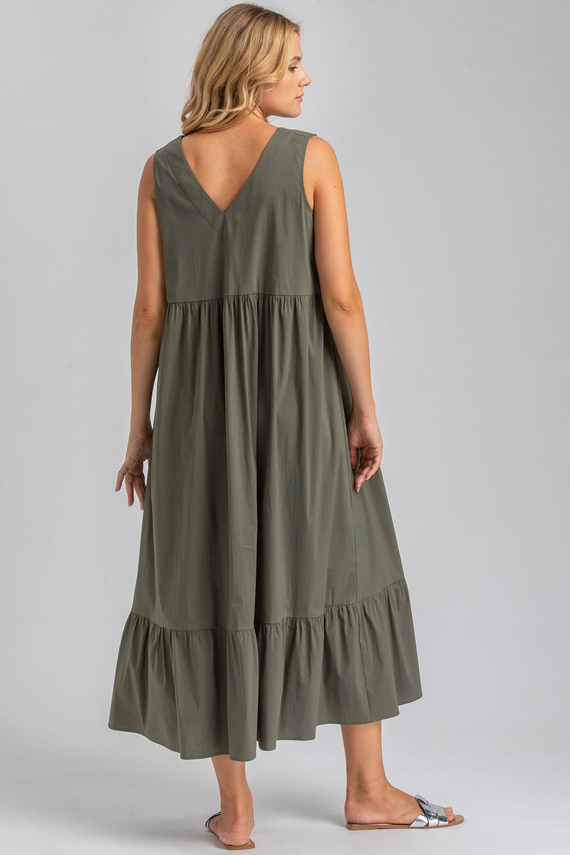WATERLILY | Maxi Abito Premaman Verde con Scollo a V