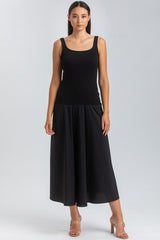 MIRABELLE | Maxi Abito Nero in Jersey e Poplin