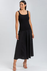 MIRABELLE | Maxi Abito Nero in Jersey e Poplin