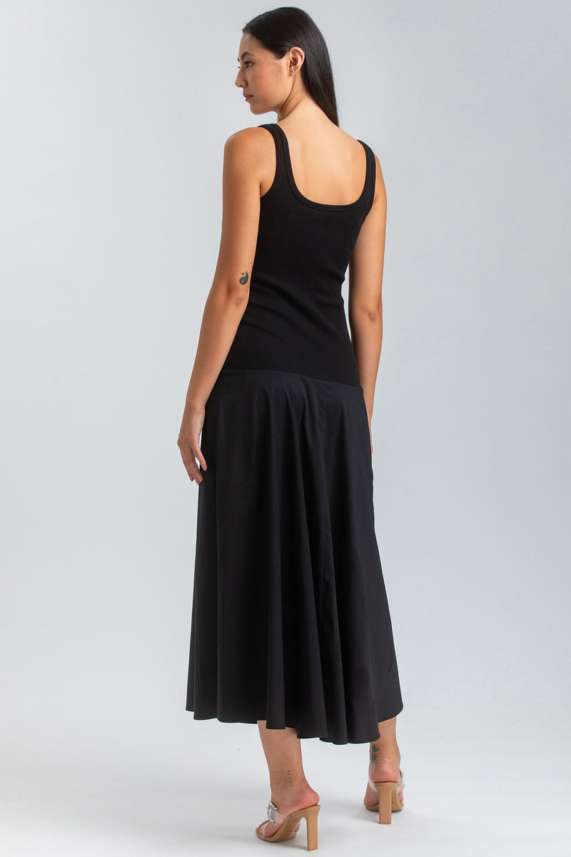 MIRABELLE | Maxi Abito Nero in Jersey e Poplin
