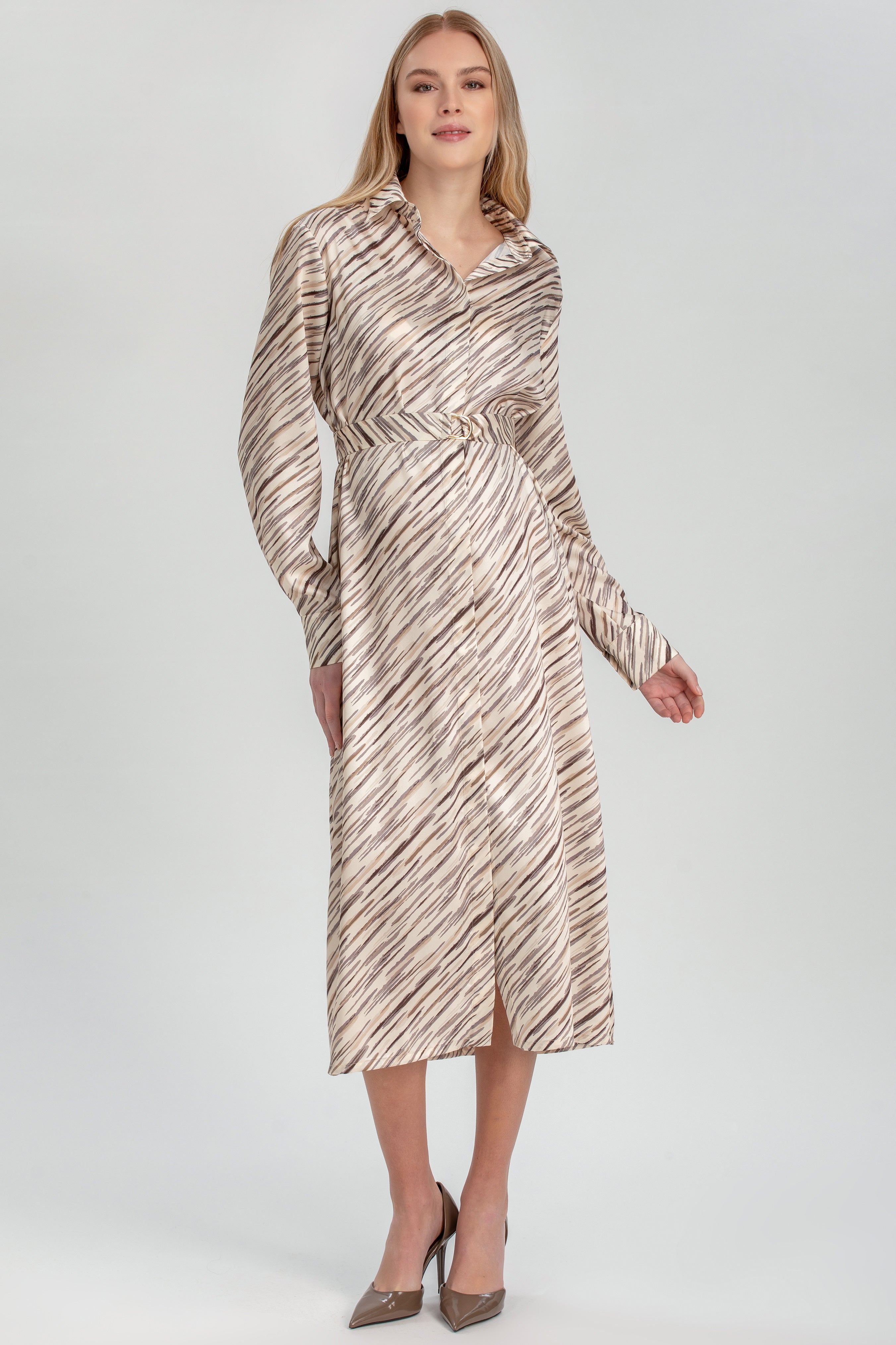 ALESSIA Q176 | Abito Camicia Premaman Stampato