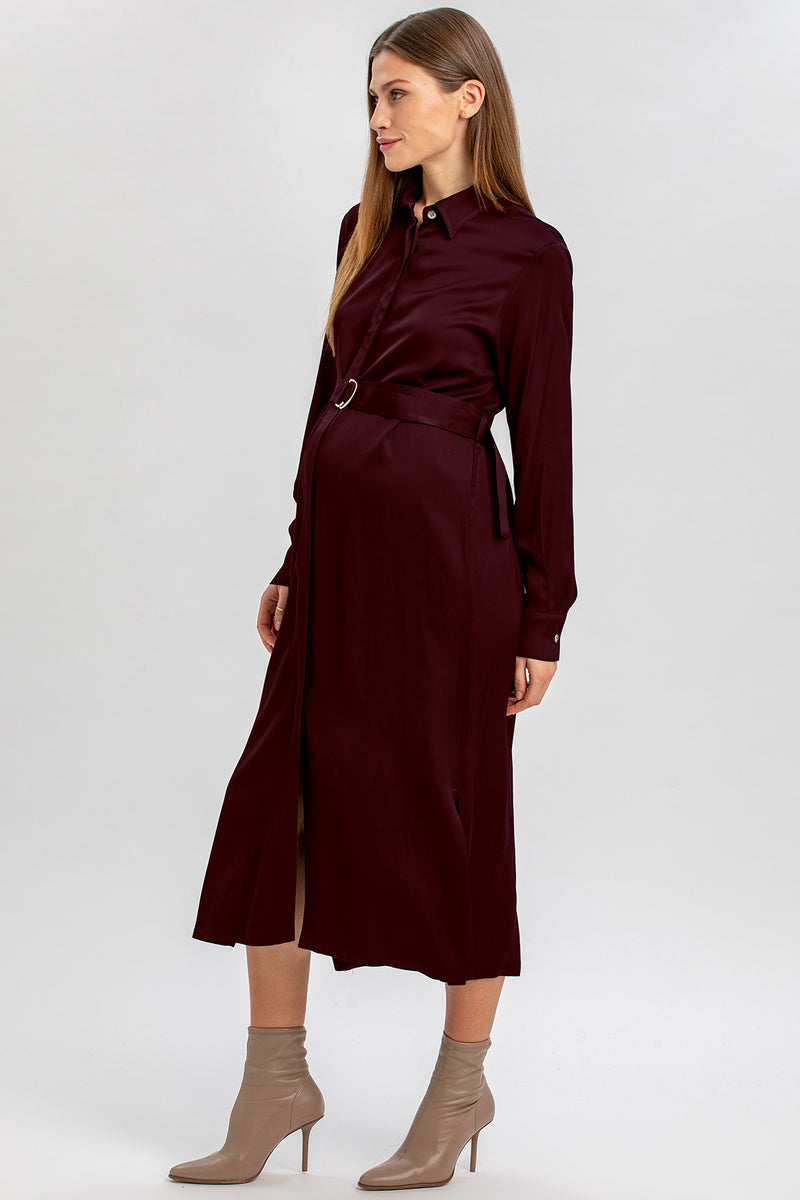ALESSIA | Red Maternity Shirt Dress