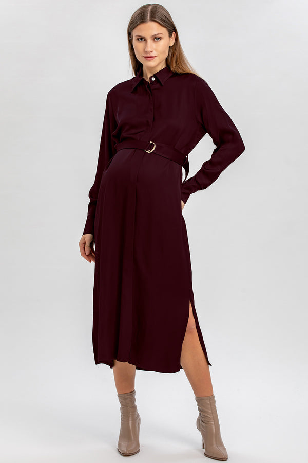 ALESSIA | Red Maternity Shirt Dress