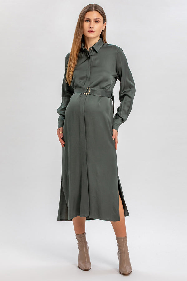 ALESSIA | Abito Camicia Premaman Verde