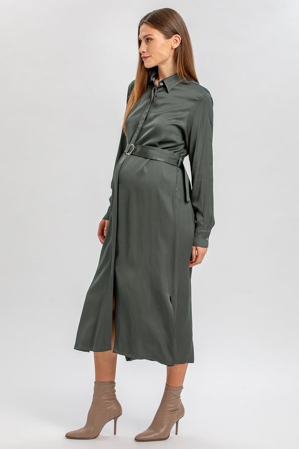 ALESSIA | Green Maternity Shirt Dress