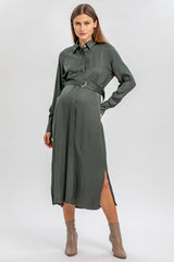 ALESSIA | Green Maternity Shirt Dress