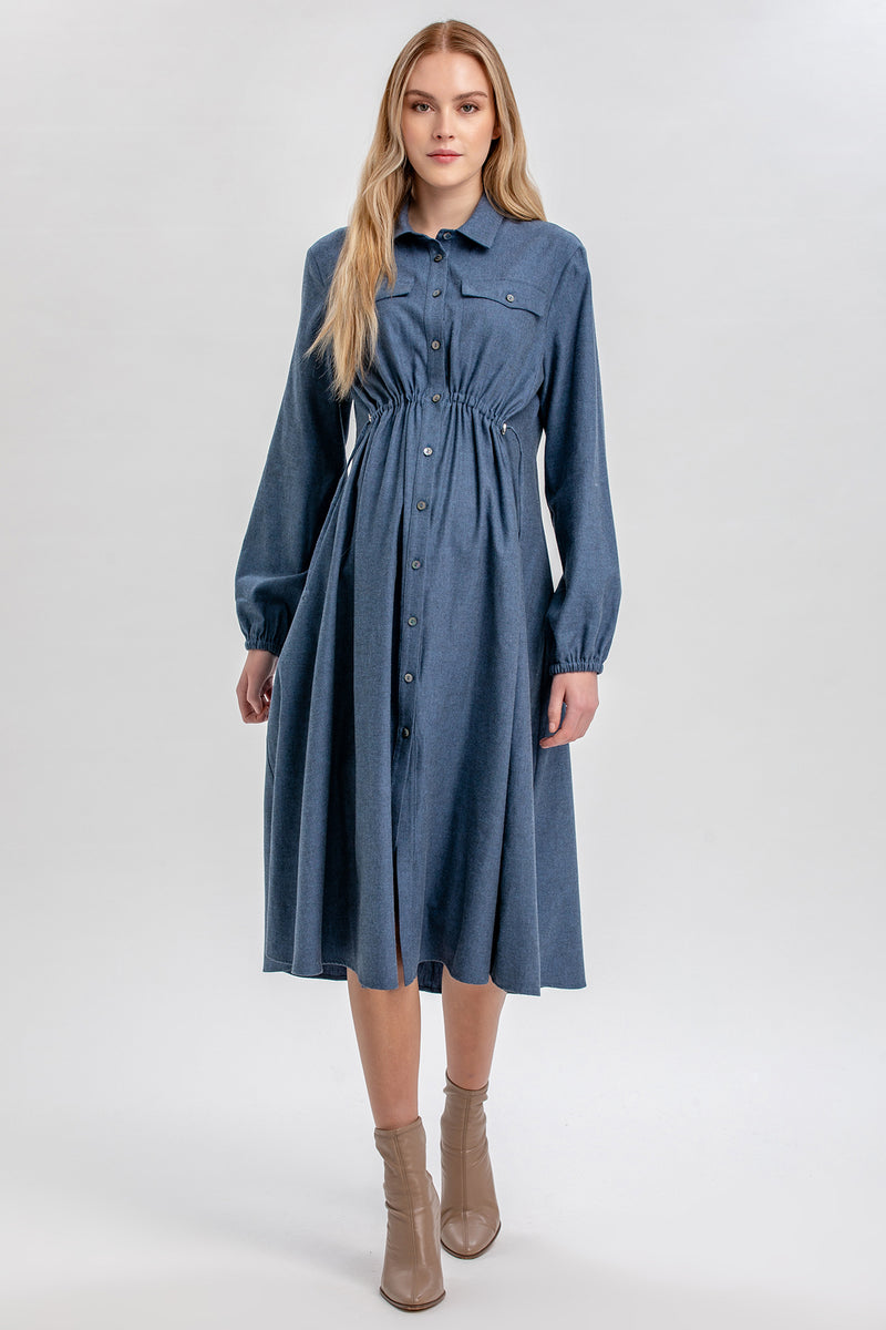 ERICA | Blue Maternity Shirt Dress