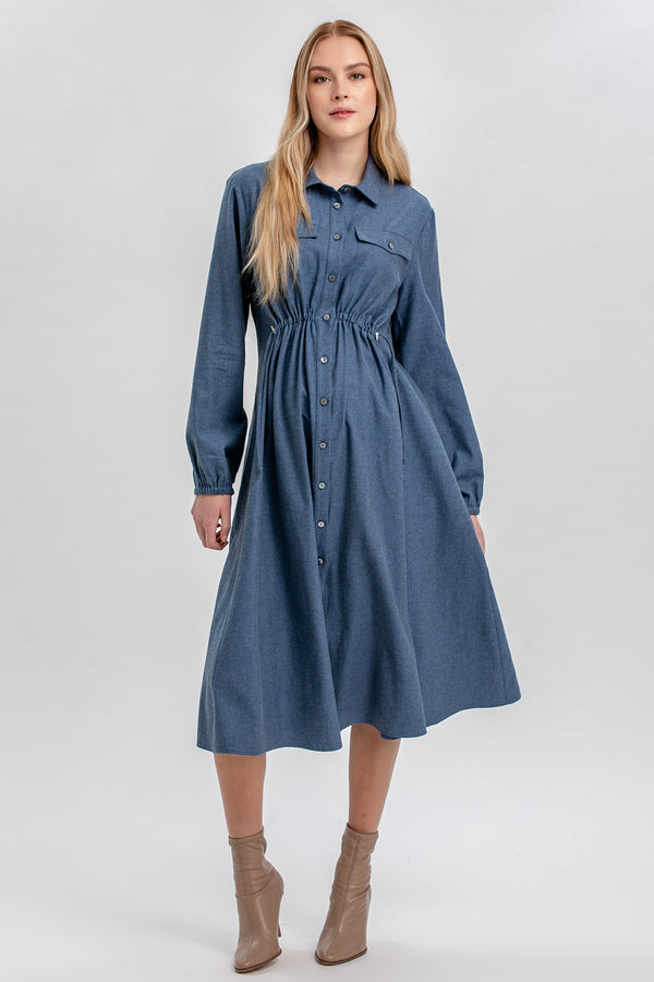 ERICA | Blue Maternity Shirt Dress